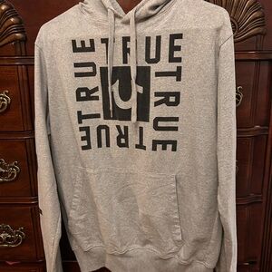 True Religion Gray Sweatshirt with Bold Text Design
